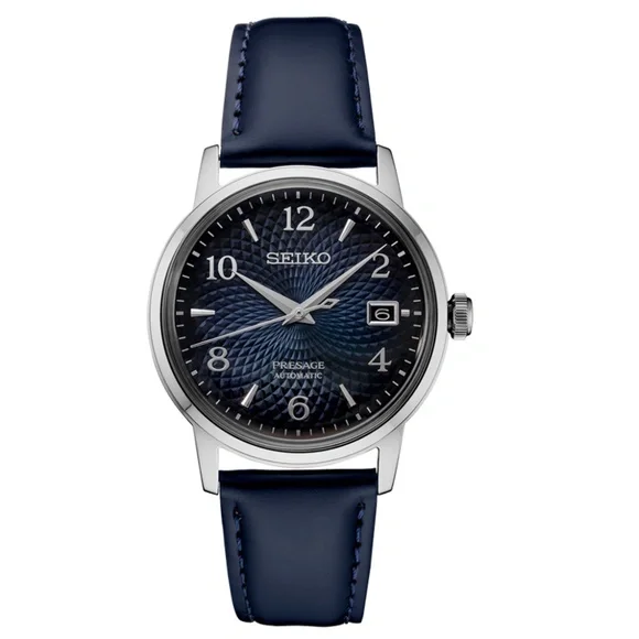 NEW Seiko Presage Cocktail Time Blue Dial Automatic Leather Men's Watch SRPE43 - Picture 1 of 3